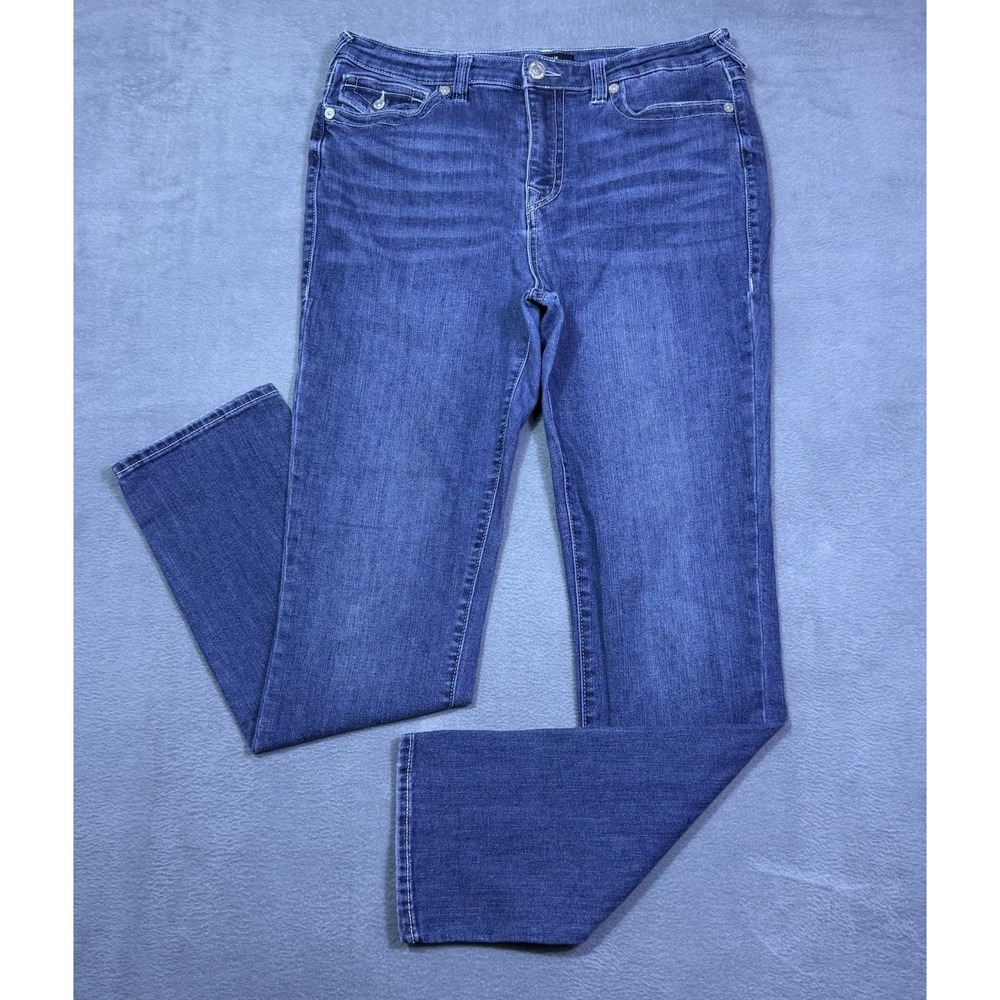 True Religion Jeans Womens 34x32 BILLIE Midrise Straight Stretch USA Y2K Retro